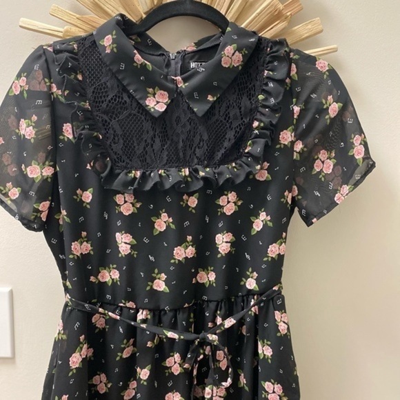 Hot Topic Darling Black Dress with Pink Roses - Picture 7 of 14
